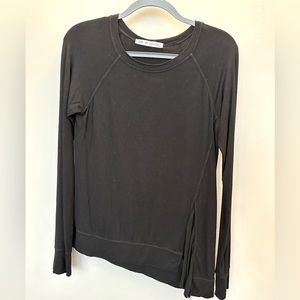 Sea of Pearls LA Long Sleeve Black Top w/ Asymmetrical Hemline